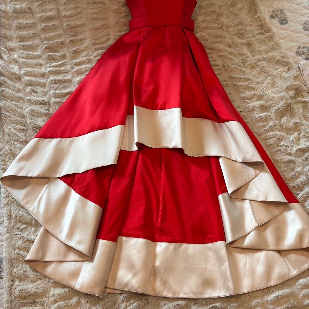 Jovani Elegant Red and Cream Dress
